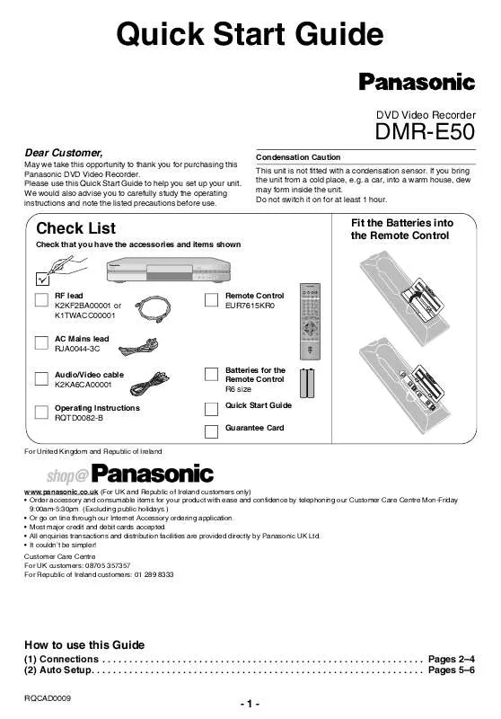 Mode d'emploi PANASONIC DMR-E50