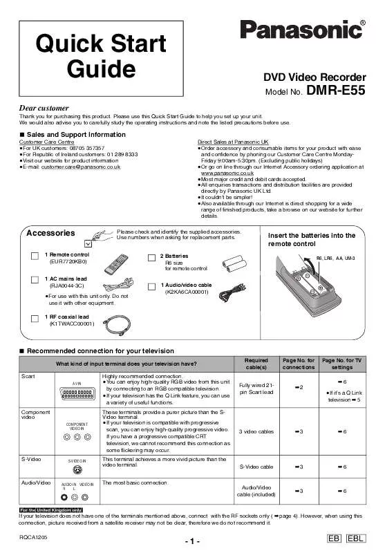 Mode d'emploi PANASONIC DMR-E55EB