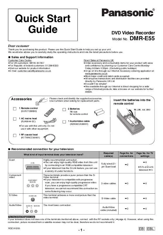 Mode d'emploi PANASONIC DMR-E55EBL