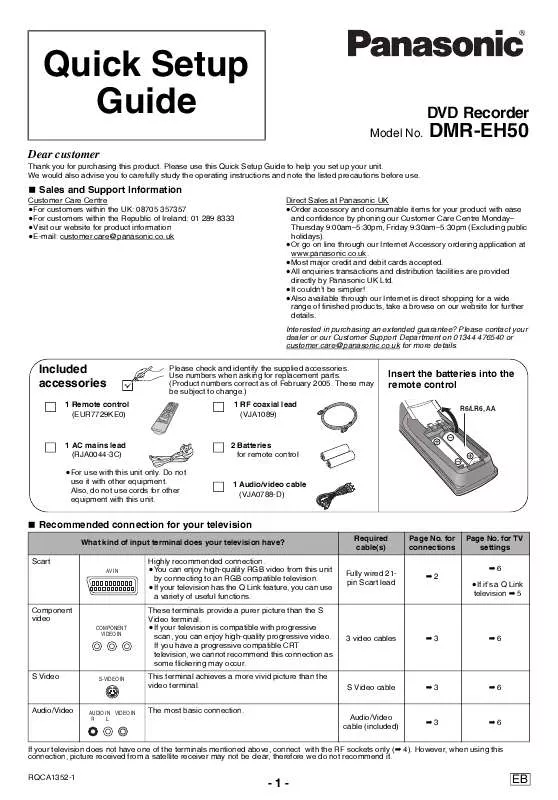 Mode d'emploi PANASONIC DMR-EH50