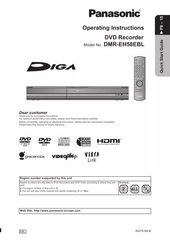 Mode d'emploi PANASONIC DMR-EH58EBL