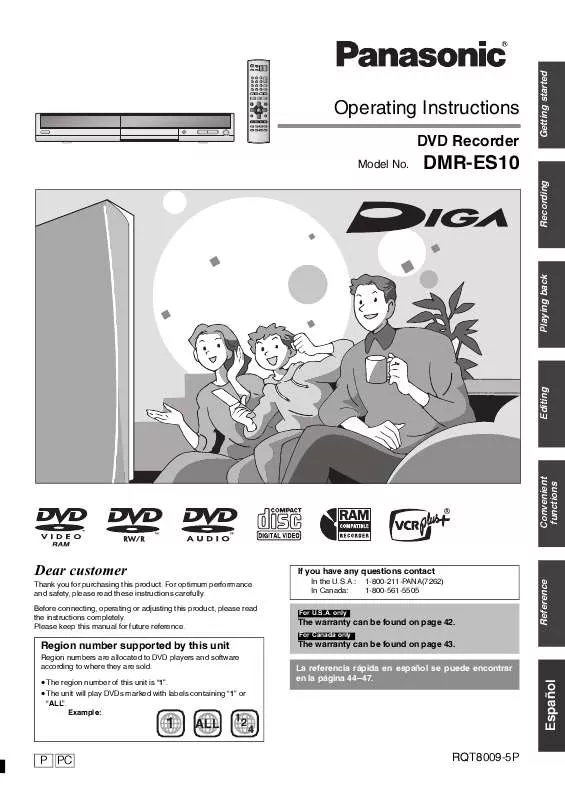 Mode d'emploi PANASONIC DMR-ES10P