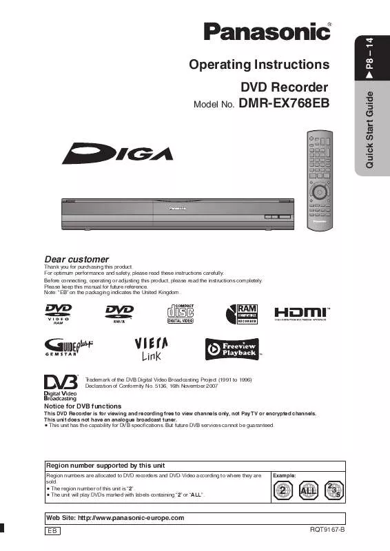 Mode d'emploi PANASONIC DMR-EX768EB