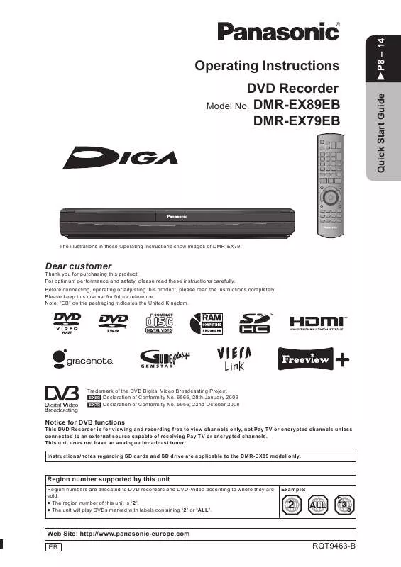 Mode d'emploi PANASONIC DMR-EX89EB