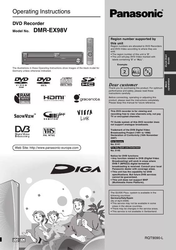 Mode d'emploi PANASONIC DMR-EX98V