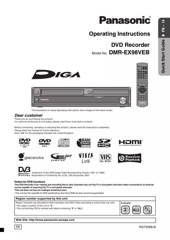 Mode d'emploi PANASONIC DMR-EX98VEB