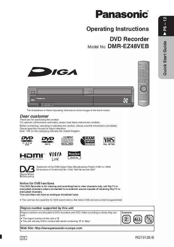 Mode d'emploi PANASONIC DMR-EZ48VEB