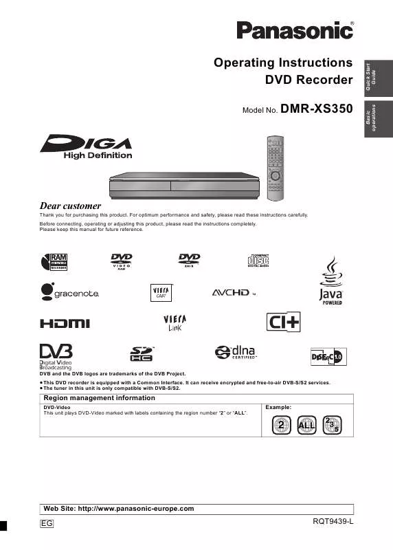 Mode d'emploi PANASONIC DMRXS350