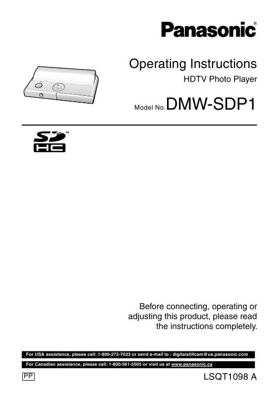 Mode d'emploi PANASONIC DMW-SDP1