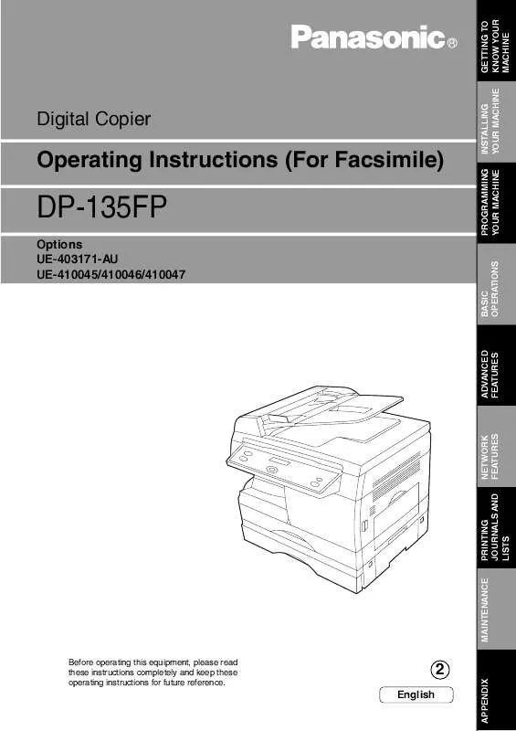 Mode d'emploi PANASONIC DP-135FP