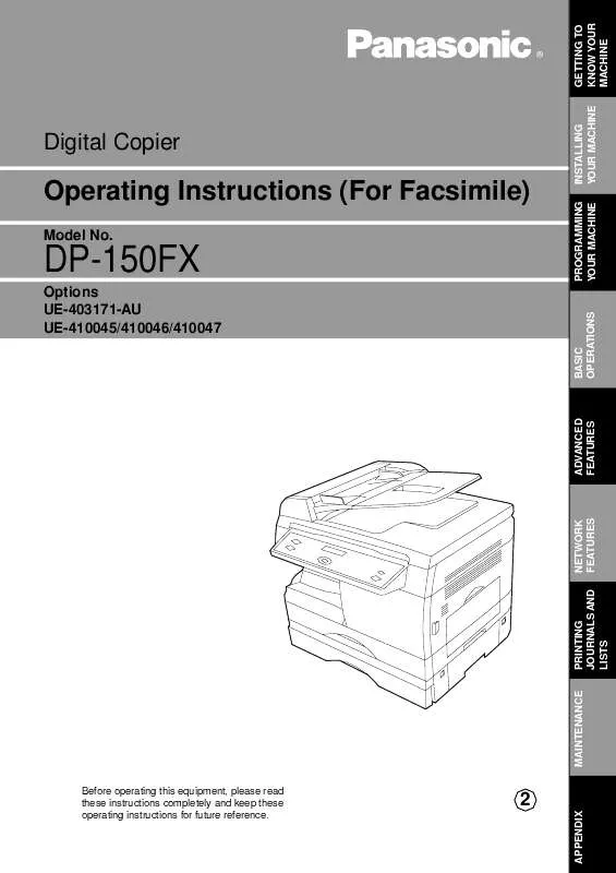 Mode d'emploi PANASONIC DP-150FP