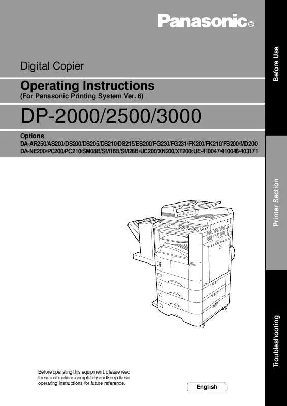 Mode d'emploi PANASONIC DP-2500