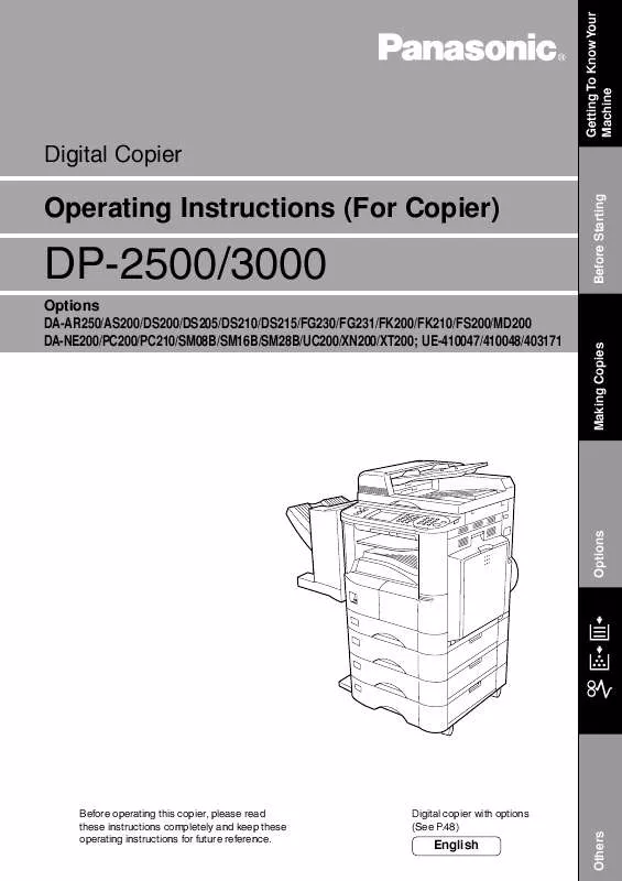 Mode d'emploi PANASONIC DP-3000