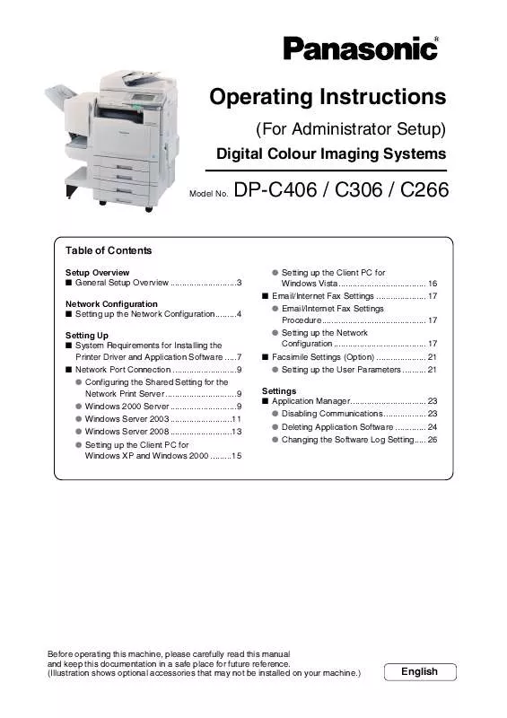 Mode d'emploi PANASONIC DP-C306