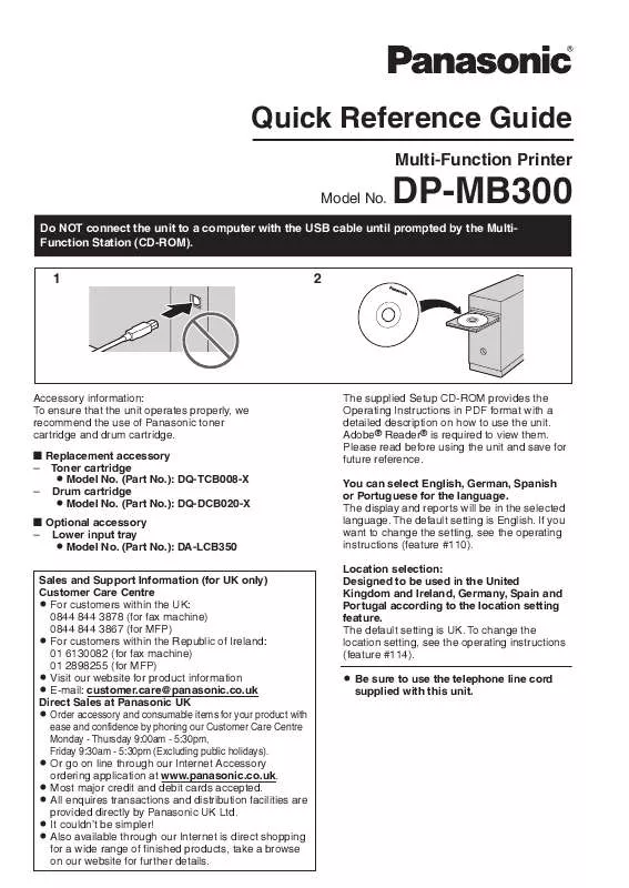 Mode d'emploi PANASONIC DP-MB300EU