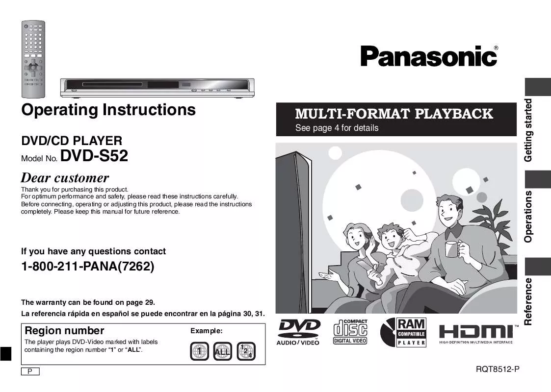 Mode d'emploi PANASONIC DVD-S52