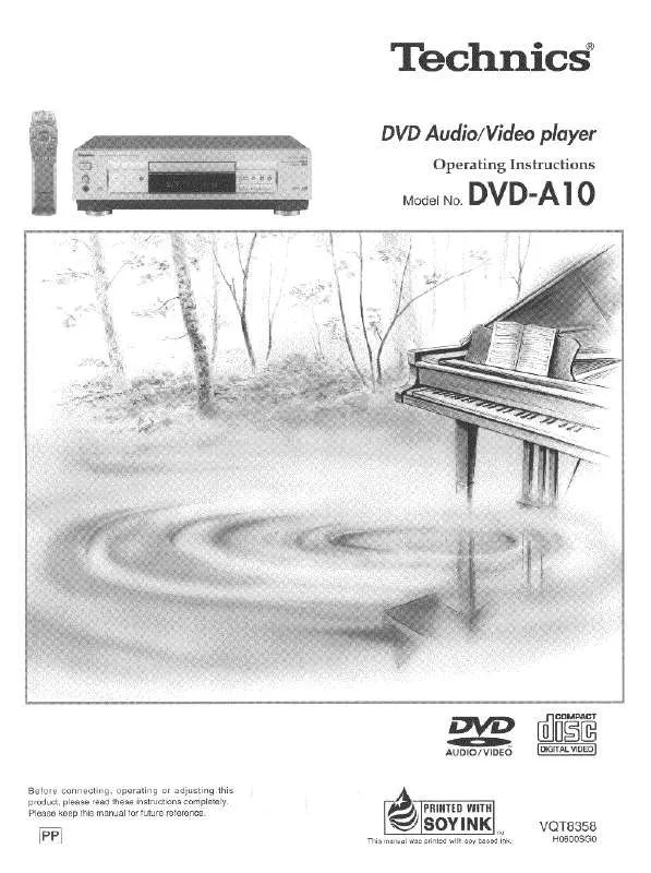 Mode d'emploi PANASONIC DVD-A10D