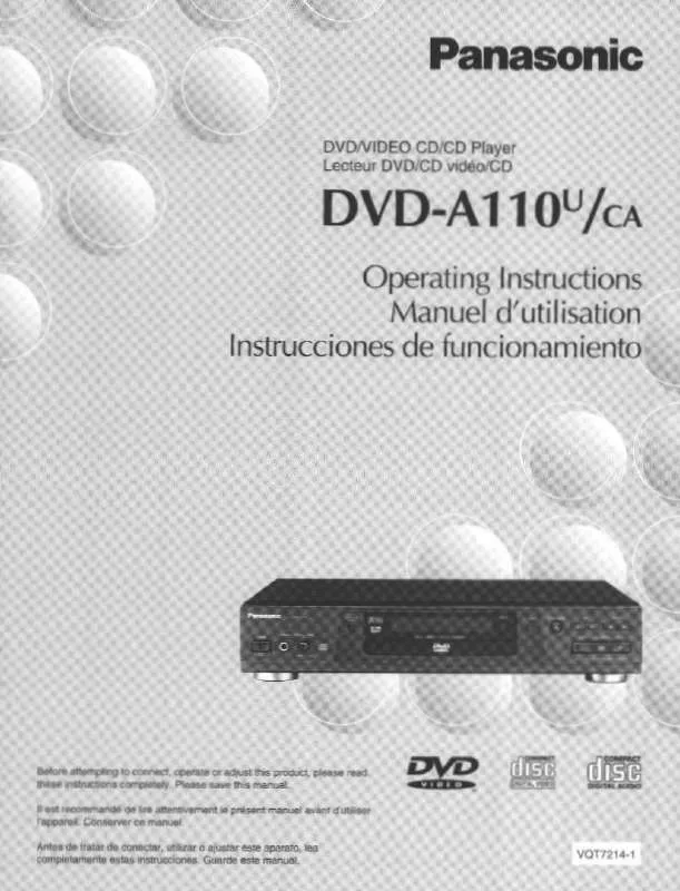 Mode d'emploi PANASONIC DVD-A110CA