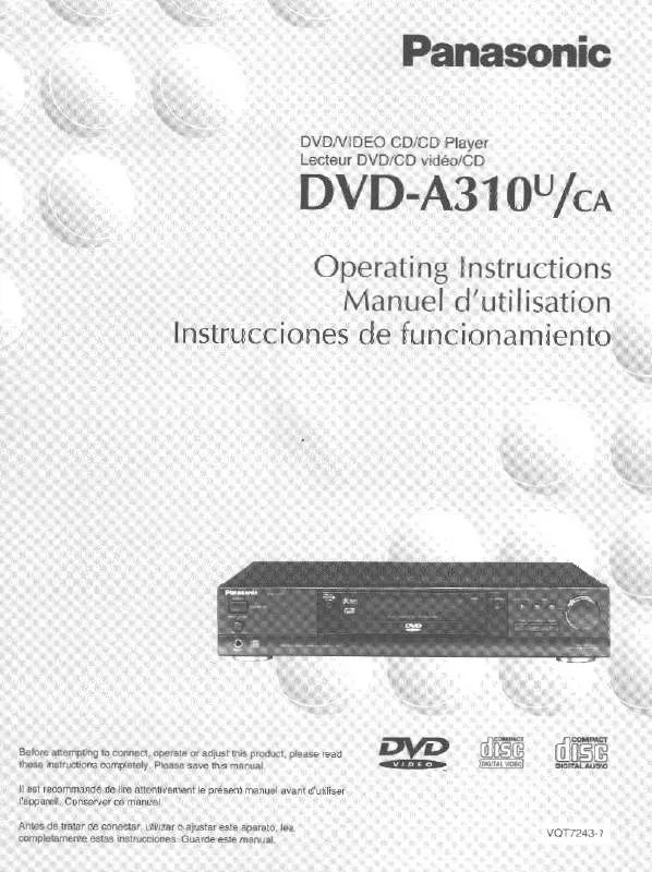 Mode d'emploi PANASONIC DVD-A310