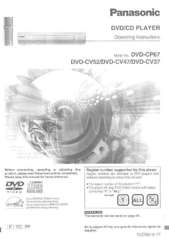 Mode d'emploi PANASONIC DVD-CP67