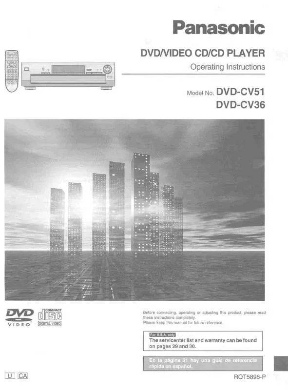 Mode d'emploi PANASONIC DVD-CV36U