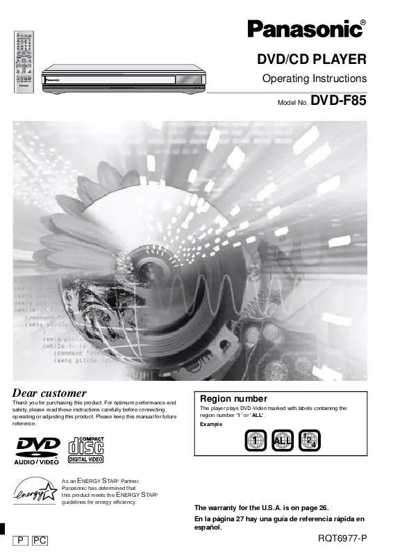 Mode d'emploi PANASONIC DVD-F85P