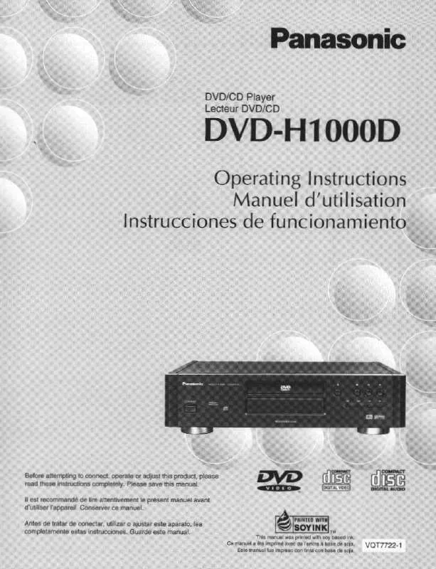 Mode d'emploi PANASONIC DVD-H1000D