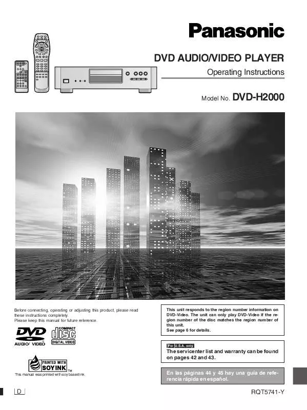 Mode d'emploi PANASONIC DVD-H2000D