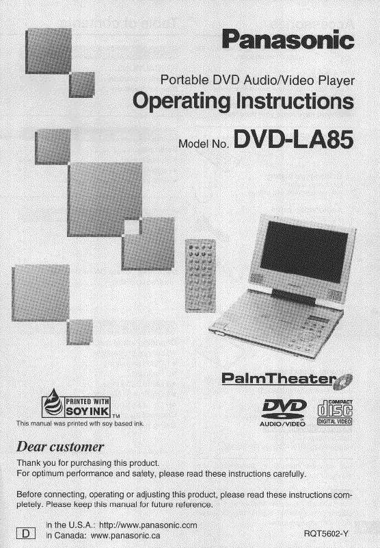 Mode d'emploi PANASONIC DVD-LA85D