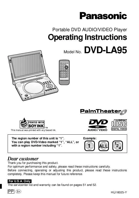 Mode d'emploi PANASONIC DVD-LA95PP