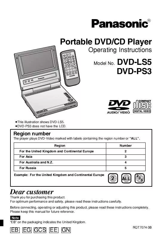 Mode d'emploi PANASONIC DVD-LS5