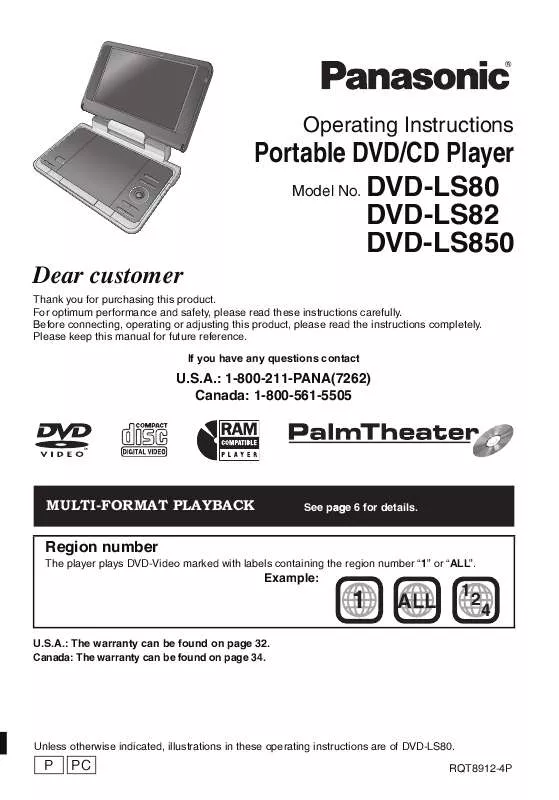 Mode d'emploi PANASONIC DVD-LS850