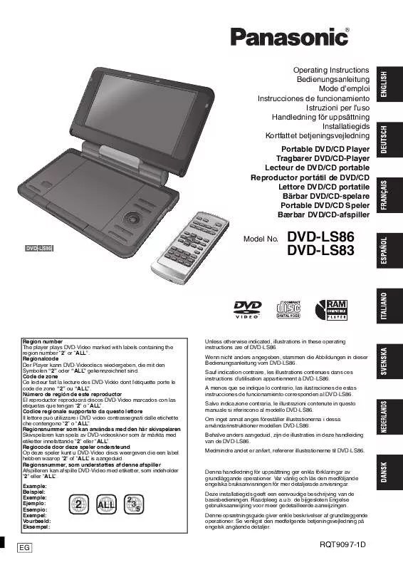 Mode d'emploi PANASONIC DVD-LS86