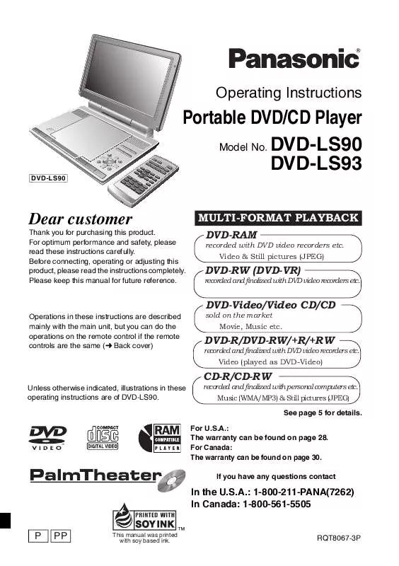 Mode d'emploi PANASONIC DVD-LS93