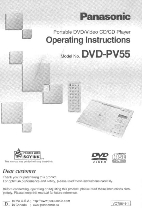 Mode d'emploi PANASONIC DVD-PV55D