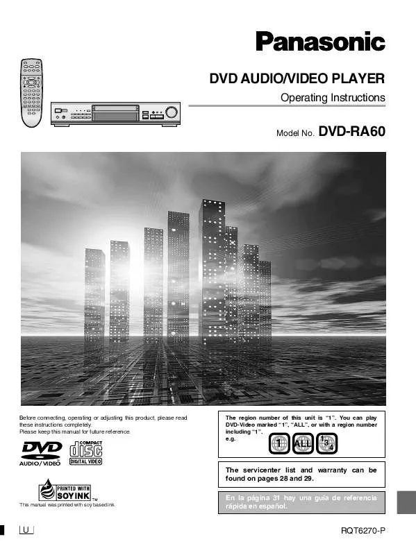 Mode d'emploi PANASONIC DVD-RA60