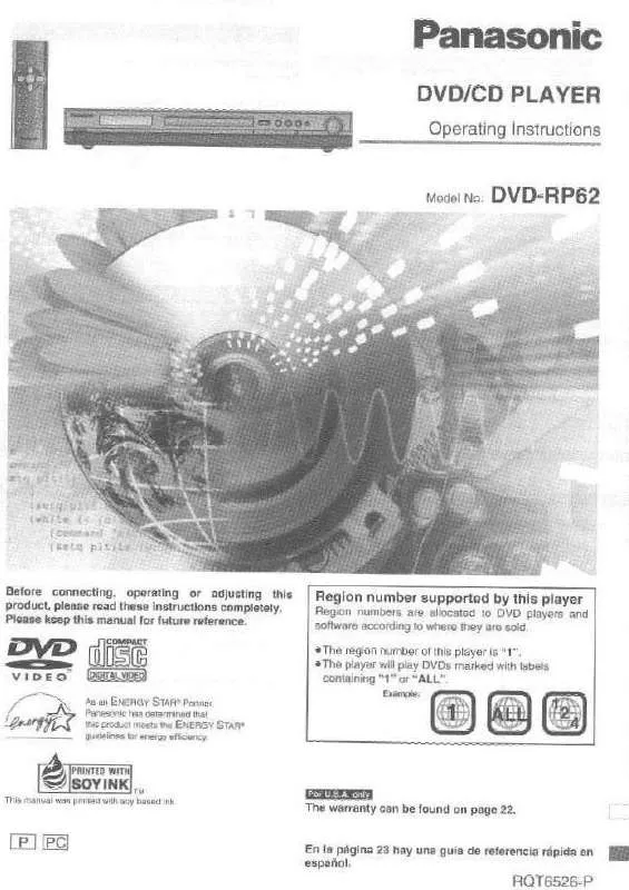 Mode d'emploi PANASONIC DVD-RP62