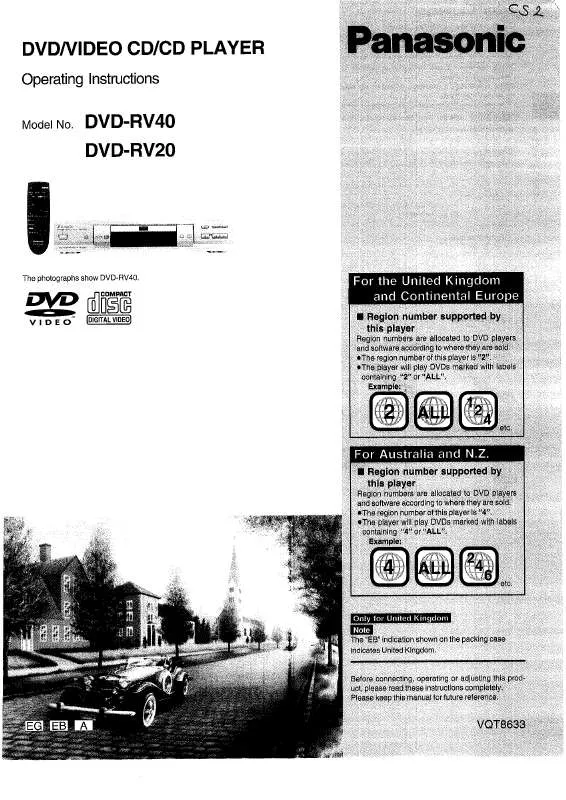 Mode d'emploi PANASONIC DVD-RV20