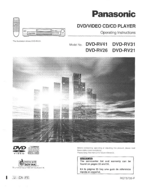 Mode d'emploi PANASONIC DVD-RV31EN