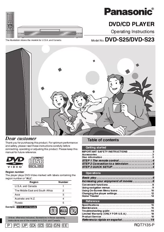 Mode d'emploi PANASONIC DVD-S23