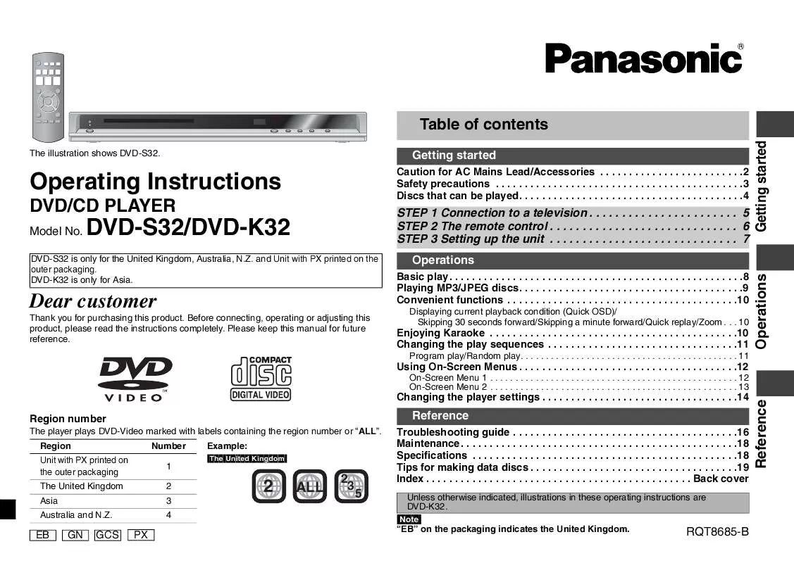 Mode d'emploi PANASONIC DVD-S32