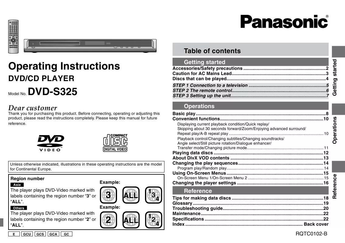 Mode d'emploi PANASONIC DVD-S325