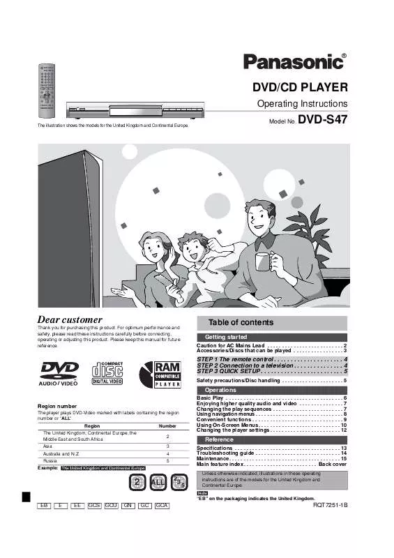 Mode d'emploi PANASONIC DVD-S47EB