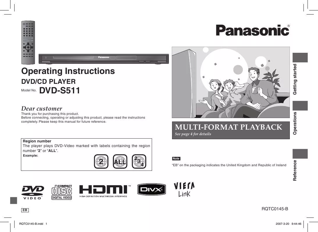 Mode d'emploi PANASONIC DVD-S511