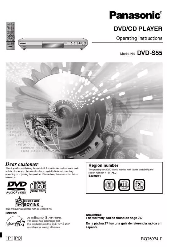 Mode d'emploi PANASONIC DVD-S55