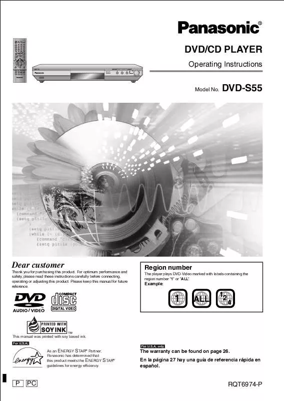 Mode d'emploi PANASONIC DVD-S55P