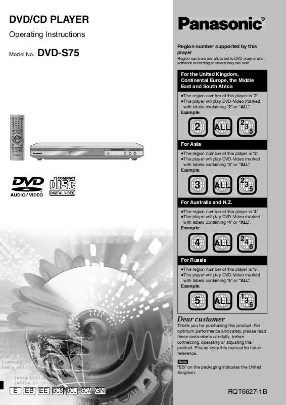 Mode d'emploi PANASONIC DVD-S75GCA