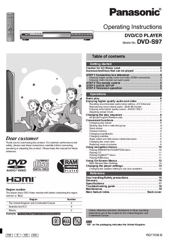 Mode d'emploi PANASONIC DVD-S97EB