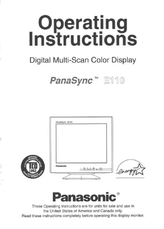 Mode d'emploi PANASONIC E110