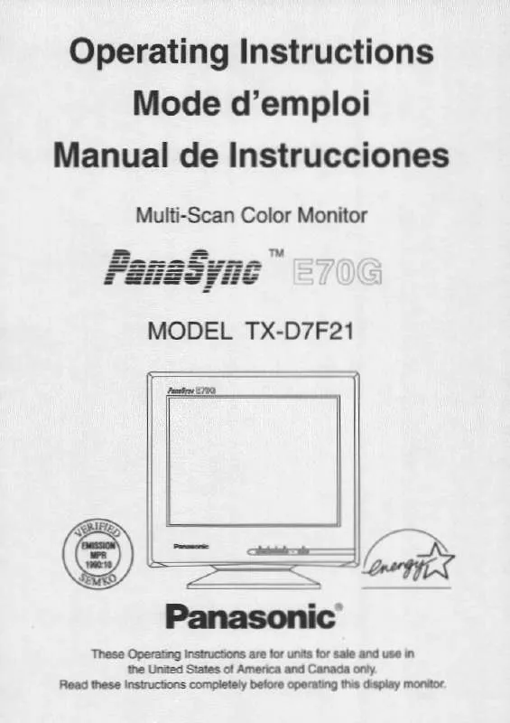 Mode d'emploi PANASONIC E70G